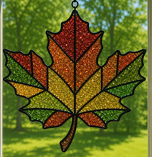 Autumn Maple Leaf faux stained glass design