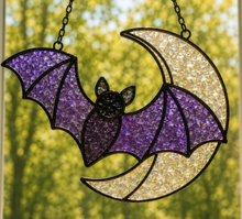 Ghost with Witch Hat faux stained glass design