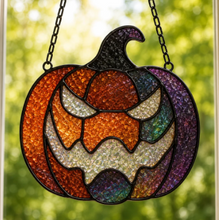 Spooky Jack-o'-Lantern faux stained glass design
