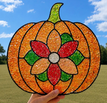 Clover Pattern Pumpkin faux stained glass design