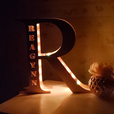 'Made to Order' Wood Initial Light